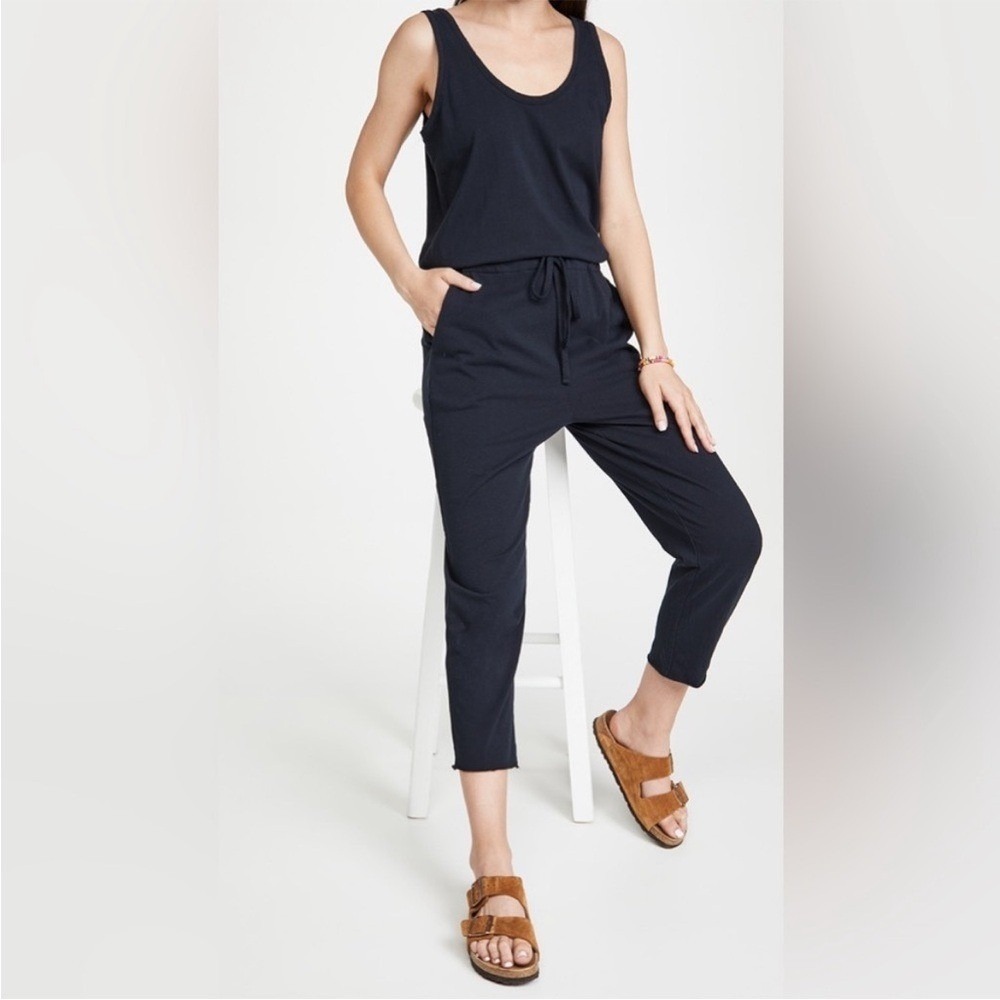 Frank & Eileen Cotton‎ Jersey Tank Jumpsuit in Black Size Large